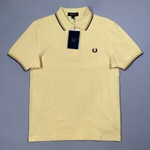 Fred Perry Short Sleeve Slim Fit Twin Tipped Polo Shirt, Yellow Medium $110